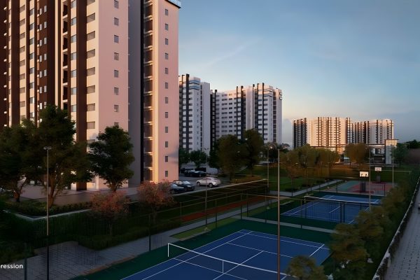 Embassy Edge apartment in embassy spring north bangalore multipurpose court night view