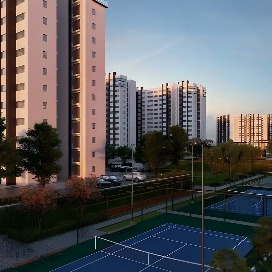 Embassy Edge apartment in embassy spring north bangalore multipurpose court night view