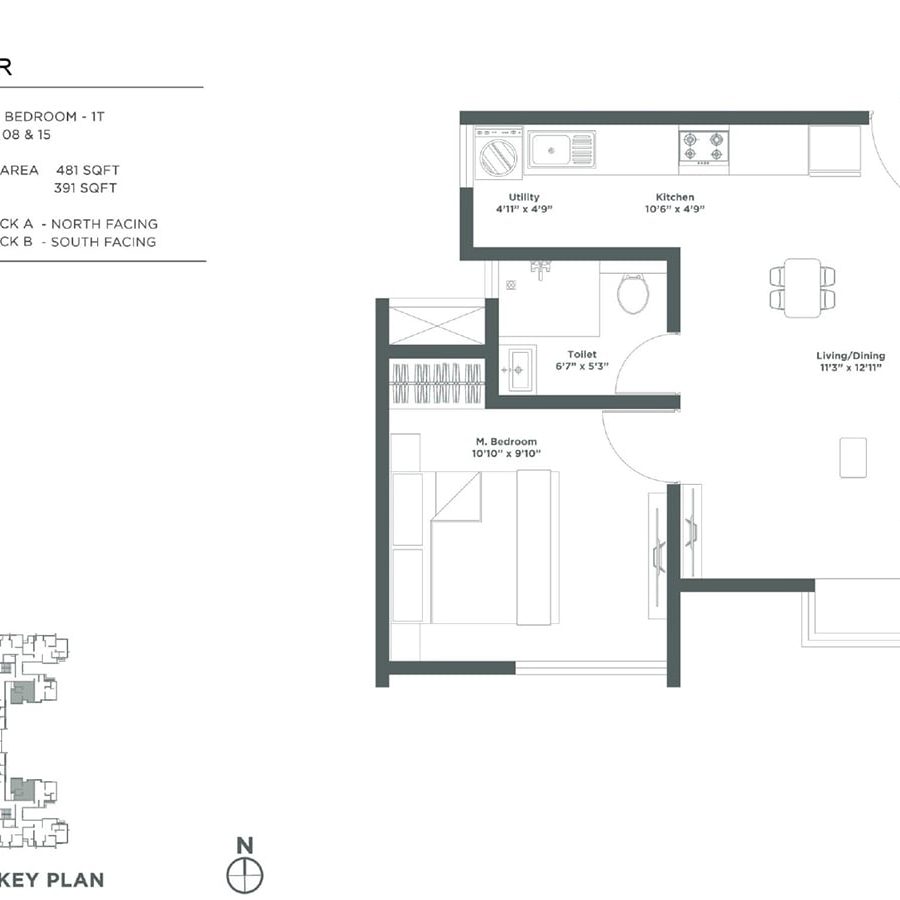 Embassy Verde Apartment in Devanhalli North Bangalore Floor Plan Laveder 1 Bhk