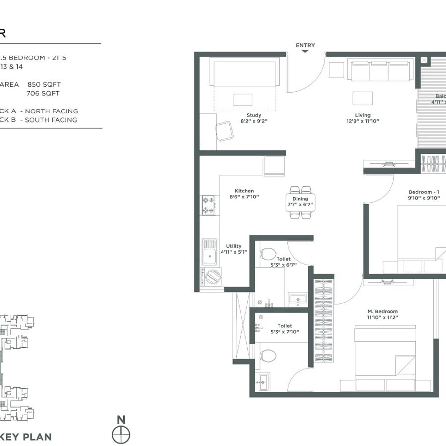 Embassy Verde Apartment in Devanhalli North Bangalore Floor Plan Laveder North- south facing 2.5 Bhk