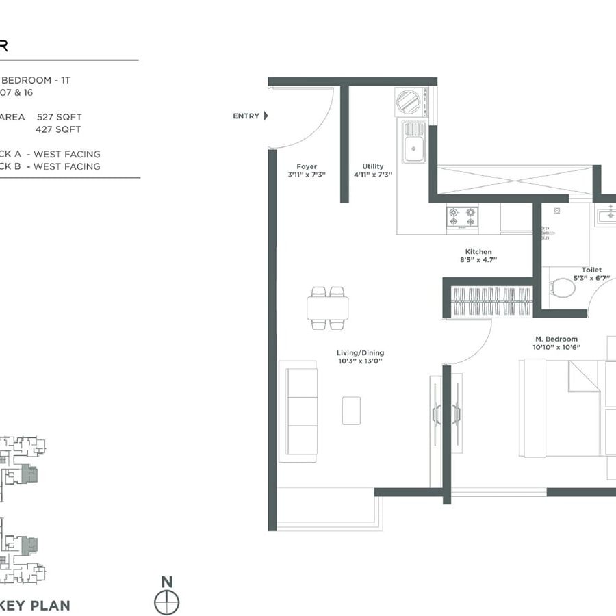 Embassy Verde Apartment in Devanhalli North Bangalore Floor Plan Laveder West Facing1 Bhk