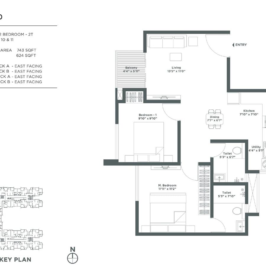 Embassy Verde Apartment in Devanhalli North Bangalore Floor Plan Marigold 2 Bhk