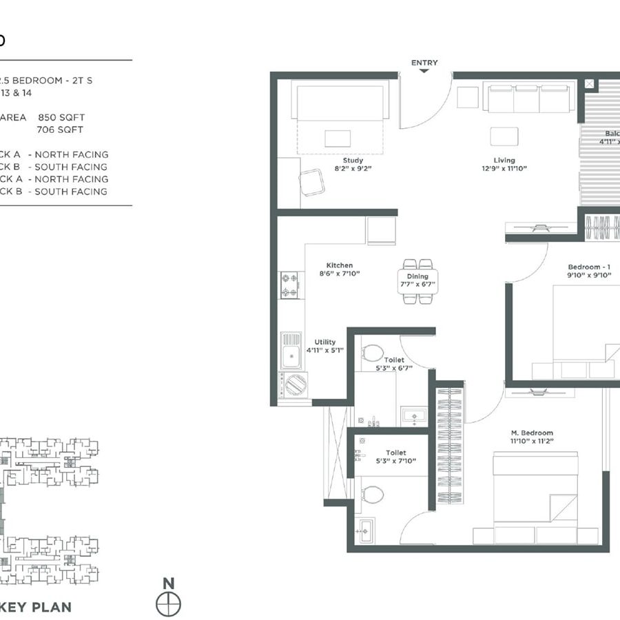 Embassy Verde Apartment in Devanhalli North Bangalore Floor Plan Marigold 2.5 Bhk