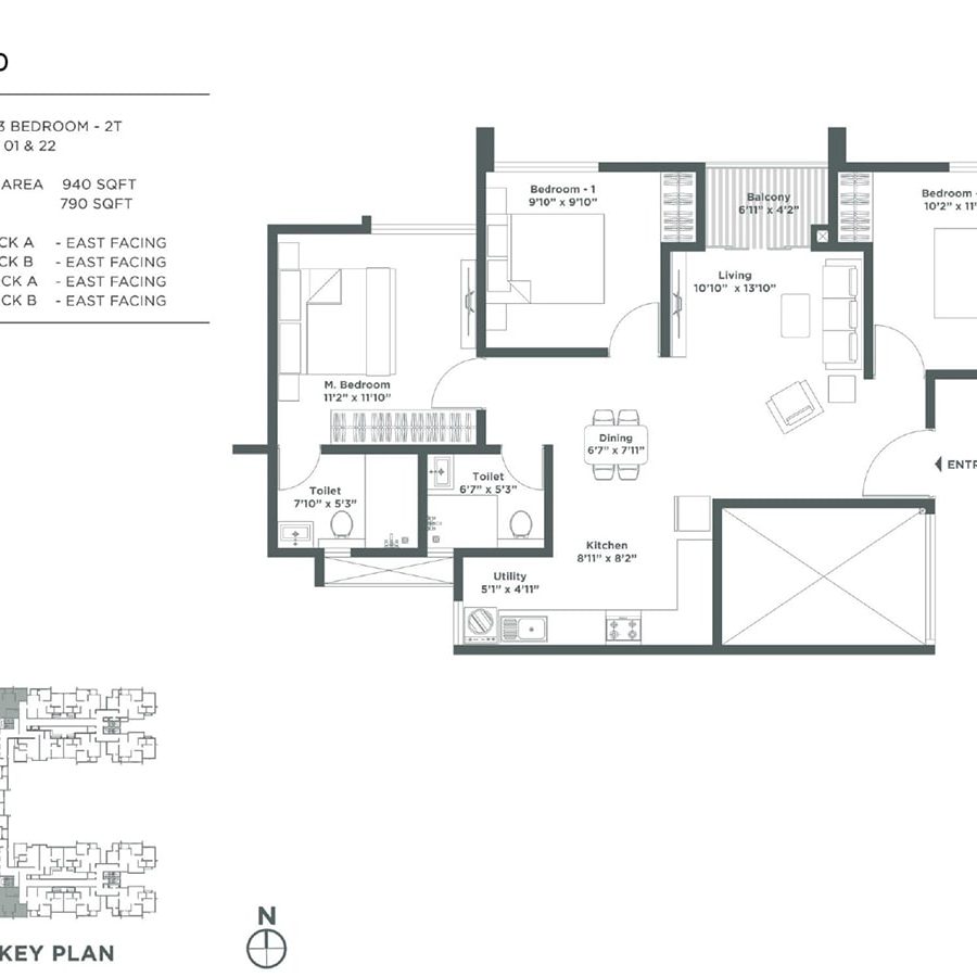 Embassy Verde Apartment in Devanhalli North Bangalore Floor Plan Marigold 3 Bhk